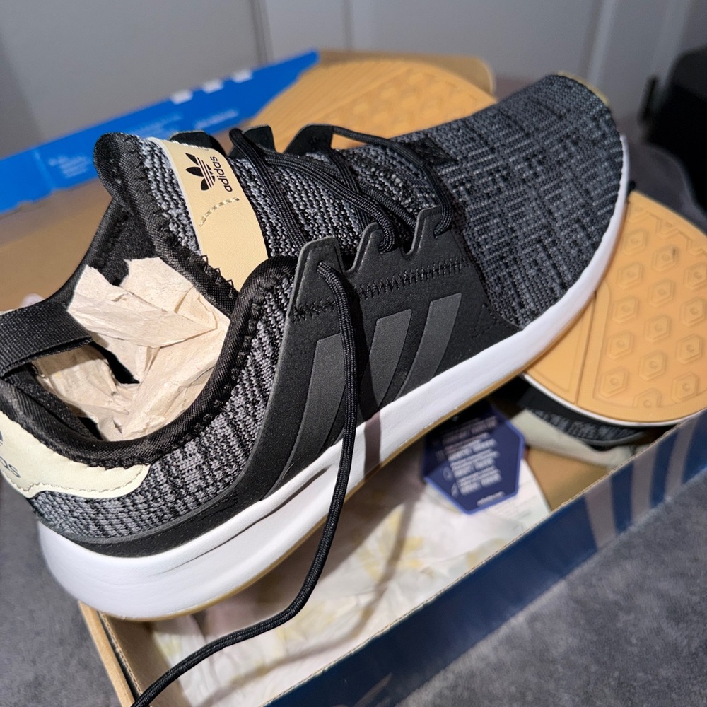 adidas Men's Black and Cream Knit Lifestyle Sneakers